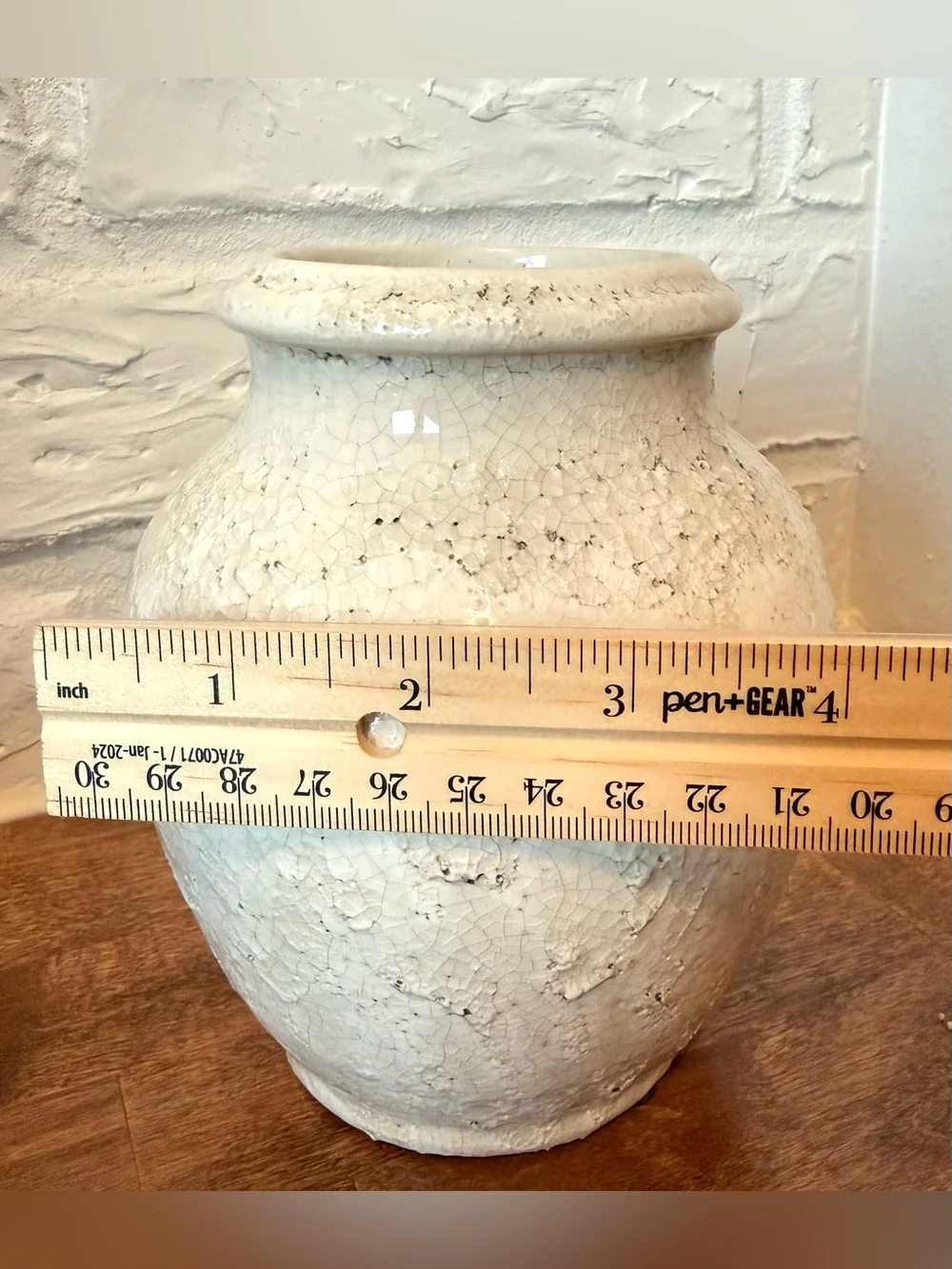 Magnolia Marie Distressed Crackle Vase Short Cream Farmhouse Decor